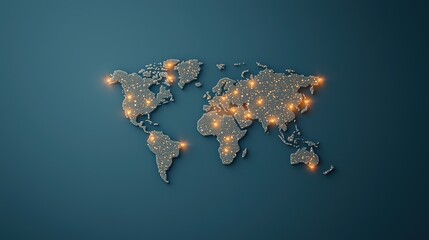 Poster - a global map with highlighted areas representing regions with access to 5g networks, illustrating th