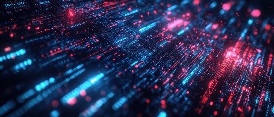 Poster - Abstract digital light trails in vibrant colors