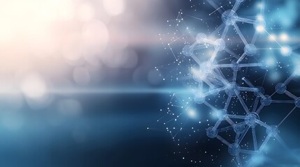 Leinwandbilder - Soft and Elegant Abstract Medical Background with Subtle Gradient Transitioning from White to Light Blue Featuring Semi Transparent Molecular Structures that Represent Scientific Research
