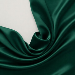 Poster - Elegant green satin fabric with smooth flowing folds and a luxurious texture. Ideal for backgrounds, fashion, luxury branding, and digital designs.