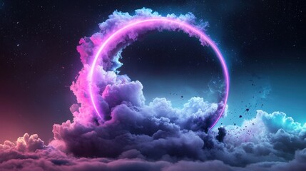 Poster - An artistic interpretation of a black hole, with swirling purple and blue energy surrounding its event horizon, representing the mysteries of the cosmos.