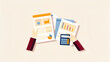 © Eing - person analyzing financial documents with calculator, focusing on graphs and charts