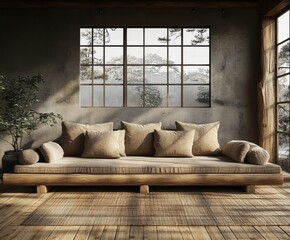 Aufkleber - Living Room with Natural Light and Comfortable Seating