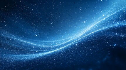 Poster - Abstract blue energy wave with stars flowing, ideal for background, science or technology
