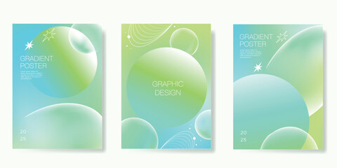 Wall Mural - modern gradient poster background vector set. minimalist poster summer and spring cover template wit