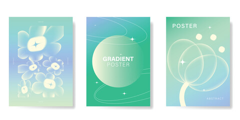 Wall Mural - modern gradient poster background vector set. minimalist poster summer and spring cover template wit