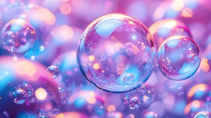 Poster - Abstract bubble display, vibrant colors, bokeh effect