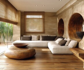 Aufkleber - Neutral Living Room with Modern Design and Natural Light