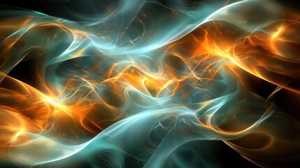 Poster - A vibrant abstract background with teal and orange waves, dynamic textures, and a futuristic feel.