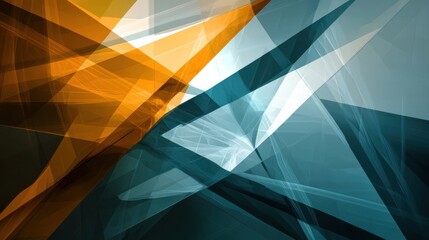 Poster - Abstract teal and orange geometric shapes blending into a modern digital background with intricate details.