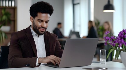 Aufkleber - focused young professional it specialist or engineer working diligently on a laptop computer in a co