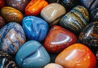 Aufkleber - Colorful decorative stones display natural environment photography close-up view artistic concept