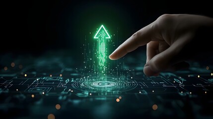 Aufkleber - Sleek Digital Arrow Symbolizing Business Success and Growth  A modern high tech representation of corporate power innovation and the upward trajectory of a thriving enterprise