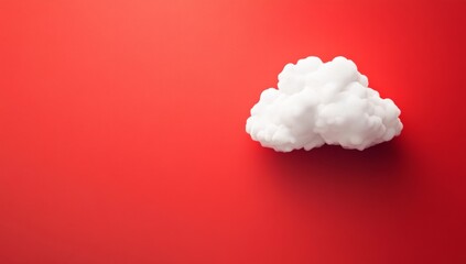 Fototapete - Red background, white cloud, minimalist design, data storage concept