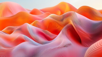 Poster - Abstract orange hills landscape, digital art, background