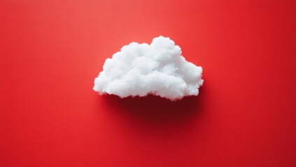 Fototapete - White cloud, red background, minimal design, storage concept