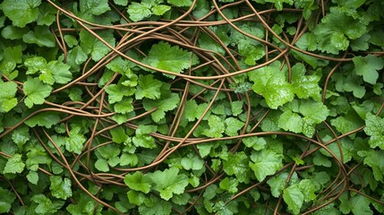 Poster - Lush green ivy vines intertwining, nature background texture