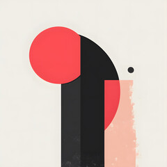 Poster - Abstract geometric design featuring bold shapes and colors, vibrant red and black elements creating an engaging visual theme.