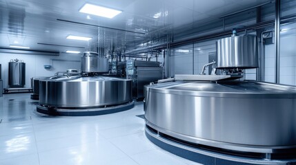 Poster - Modern Industrial Facility with Stainless Steel Equipment and Tanks