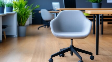 Wall Mural - Modern Gray Fabric Office Chair in Minimalist Workspace