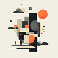 Poster - Abstract art composition, colorful geometric shapes and patterns, modern design elements, vibrant colors for creative inspiration.