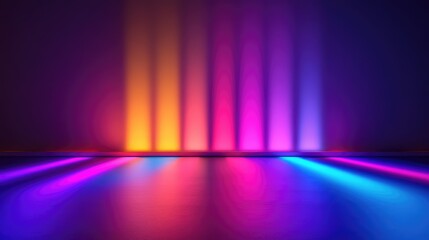 Poster - A colorful stage lit up with vibrant lights, perfect for creating bold visuals in a presentation, with plenty of space for content