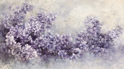 Poster - A composition of soft purple flowers blending elegantly with a tranquil background, creating a peaceful and serene ambiance