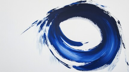 Poster - A contemporary abstract design with a bold blue circular brush stroke on a clean white canvas, evoking a minimalist aesthetic