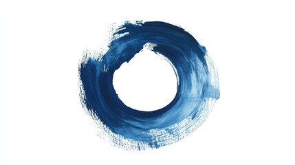 Poster - A contemporary abstract design with a bold blue circular brush stroke on a clean white canvas, evoking a minimalist aesthetic