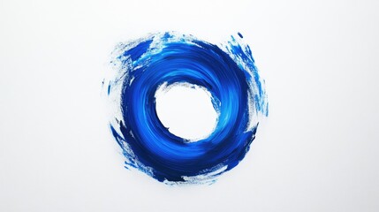 Poster - A contemporary abstract design with a bold blue circular brush stroke on a clean white canvas, evoking a minimalist aesthetic