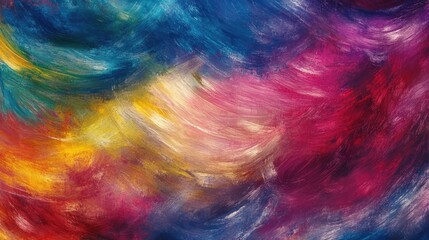 Aufkleber - A dynamic background of vibrant gradient brushstrokes in multiple colors, forming a smooth, wavy texture full of abstract energy and movement