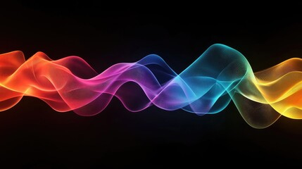 Leinwandbilder - A dynamic pattern of colorful 3D waves creates a vibrant abstract design, full of energy and motion against a dark background