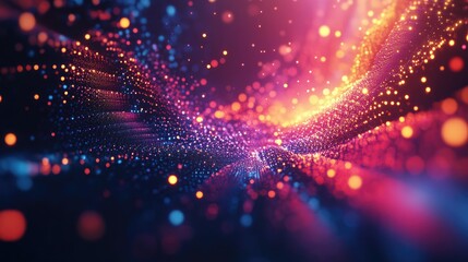 Poster - A mesmerizing abstract background of 3D fractal patterns in vibrant hues, illuminated by light effects, creating depth and complexity in the design