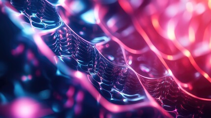 Poster - A mesmerizing abstract background of 3D fractal patterns in vibrant hues, illuminated by light effects, creating depth and complexity in the design