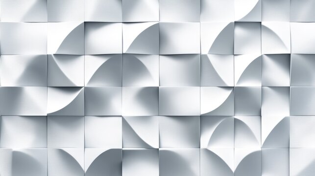 A modern, stylized abstract background with overlapping 3D squares in white and grey, casting delicate shadows for a sophisticated and clean look