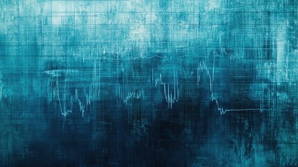 Poster - A steady cyan heartbeat pattern on an EKG monitor, illustrating calmness and stability, creating a sense of comfort and tranquility