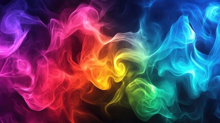 Poster - A striking gradient of neon colors representing Pride, with glowing abstract patterns set against a dark background, full of vibrancy and inclusiveness