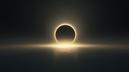Aufkleber - A subtle and elegant dark wallpaper with a soft gradient, creating the illusion of a solar eclipse with a glowing horizon, evoking serenity and mystery