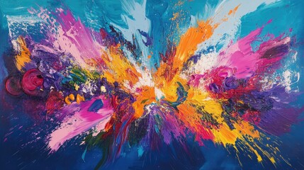 Aufkleber - A vibrant abstract color explosion, visually expressing the high energy and rhythm of a pop song with dynamic, colorful bursts and movement