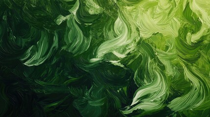 Poster - Abstract green background with flowing lines and natural motifs, perfect for eco-friendly or nature-themed designs, creating a sense of tranquility