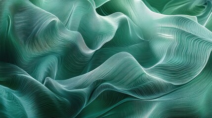Poster - Abstract green background with flowing lines and natural motifs, perfect for eco-friendly or nature-themed designs, creating a sense of tranquility