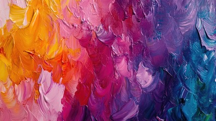 Poster - Abstract multicolor gradient brushstrokes blending together, creating a smooth, wavy texture that exudes energy, movement, and vibrant colors