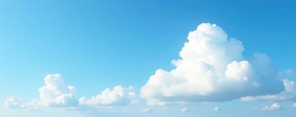 Wall Mural - Soft white clouds drifting lazily against a clear blue sky, blue, gentle, sky