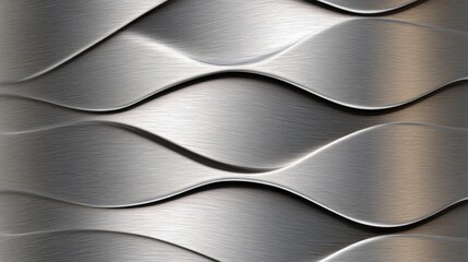 Poster - Dynamic wave patterns on brushed metal surface abstract design industrial environment close-up viewpoint