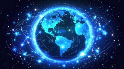 Aufkleber - Global Connectivity Concept with Bright Digital Network Effects