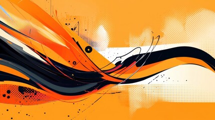 Poster - Vibrant Abstract Artwork with Dynamic Lines and Colorful Swirls