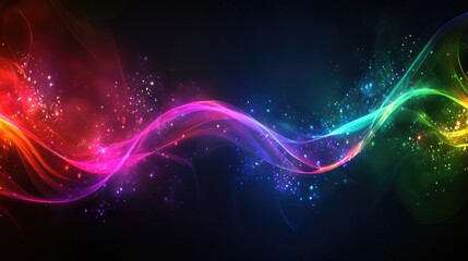 Poster - Energetic streaks of colorful light and sparkling glow illuminating a dark space, creating a festive, vibrant atmosphere for a night event