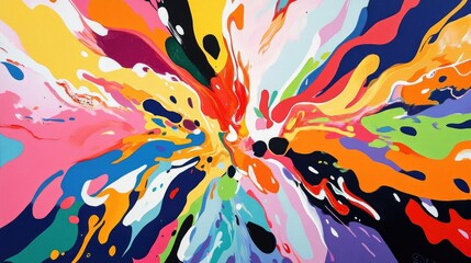 Aufkleber - Explosive abstract colors bursting into vibrant patterns, visually representing the beat and energy of a high-tempo pop song in a dynamic composition