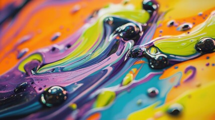 Poster - Fluid art with vibrant swirling tendrils of color, blending and intertwining to create a captivating abstract design that draws the viewer eye