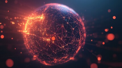 Poster - Abstract Glowing Network Globe with Connections and Light Effects